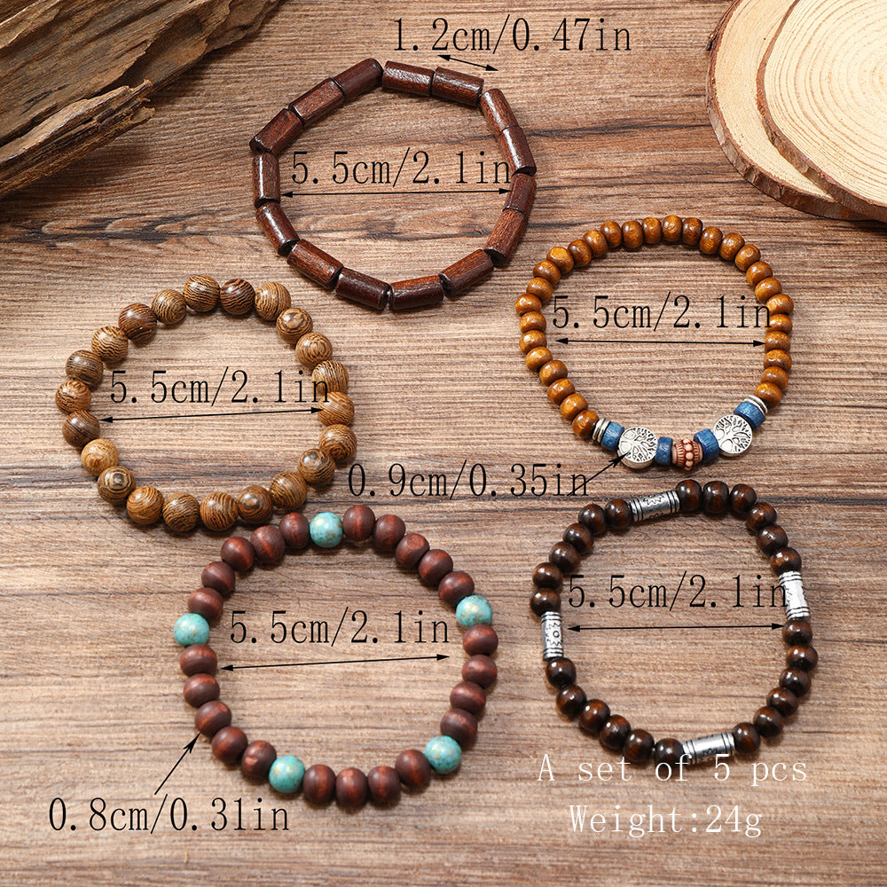 Wooden Beads Tree of Life Bracelet