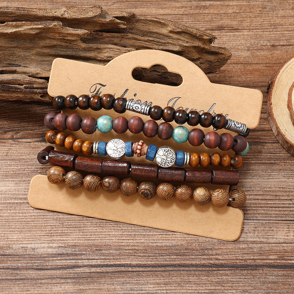 Wooden Beads Tree of Life Bracelet