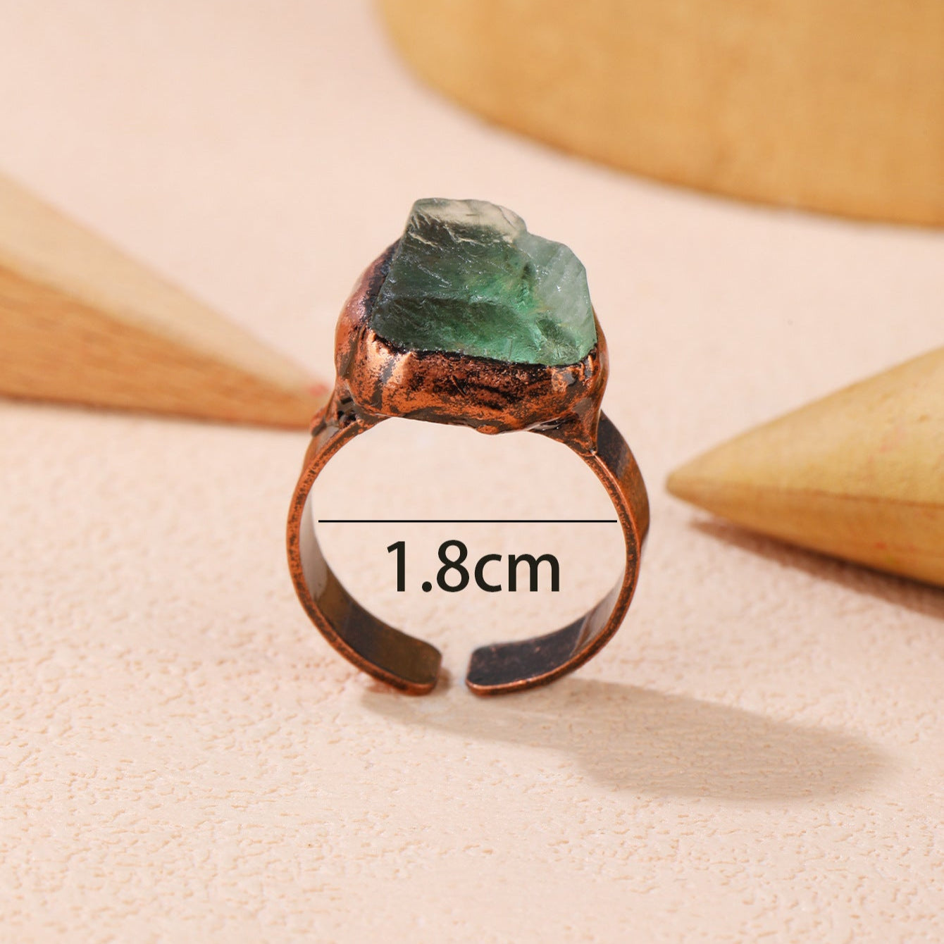 Vintage Style Natural Green Fluorite Open End Ring